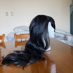 Long black curly wavy wig Cosplay Halloween dancer thick anime
